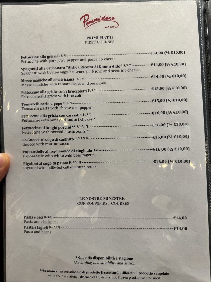 Pommidoro dal 1890 Ristorante menu 2