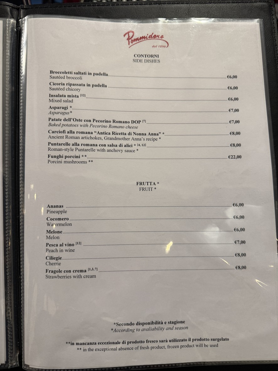 Pommidoro dal 1890 Ristorante menu 5