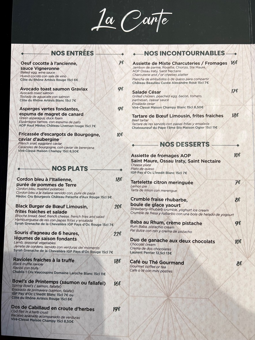 L'Atelier des Saisons - Montrouge menu 1