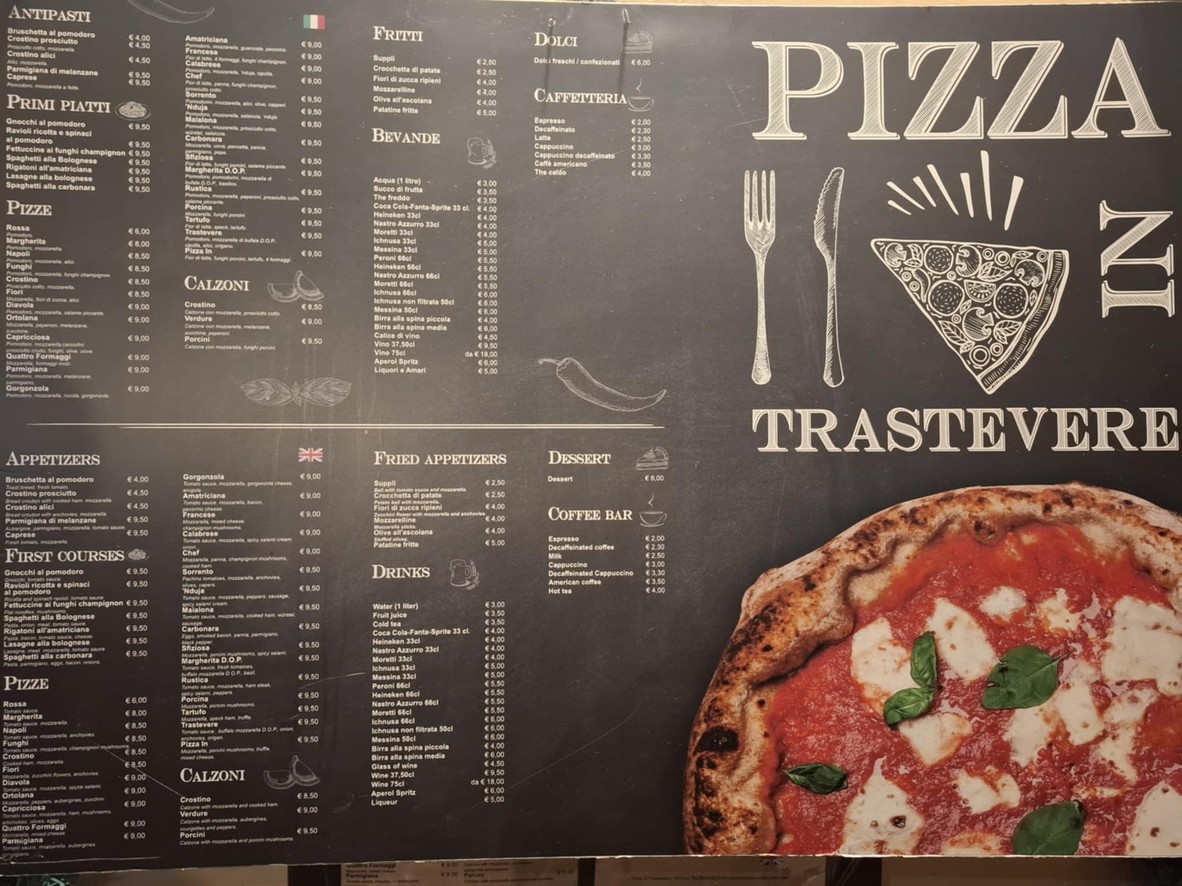 Pizza In Trastevere menu 1