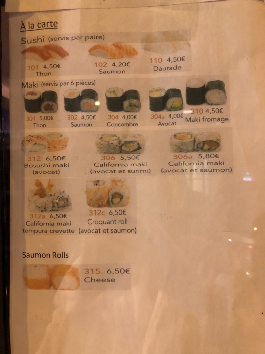 Bo Sushi menu 2