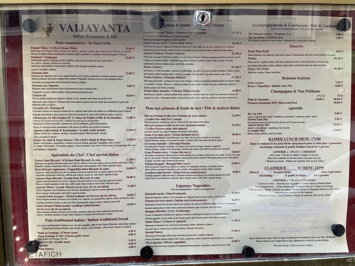 Vaijayanta menu 1