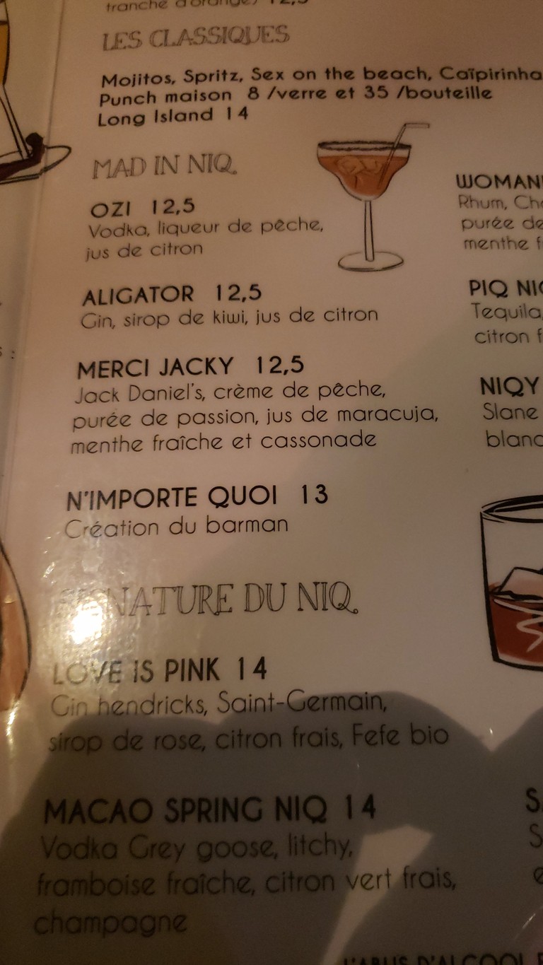 Le N'Importe Quoi menu 2