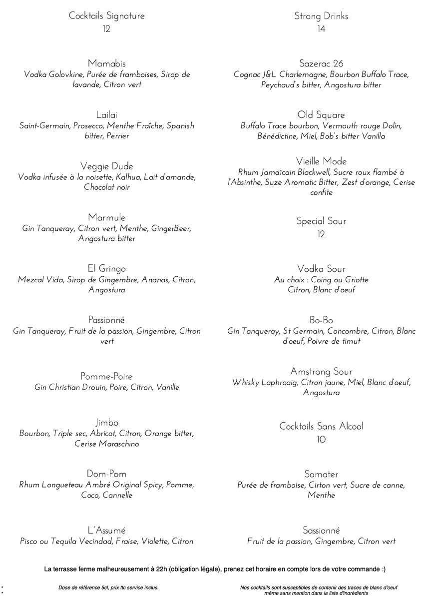 Le Distrait menu 2