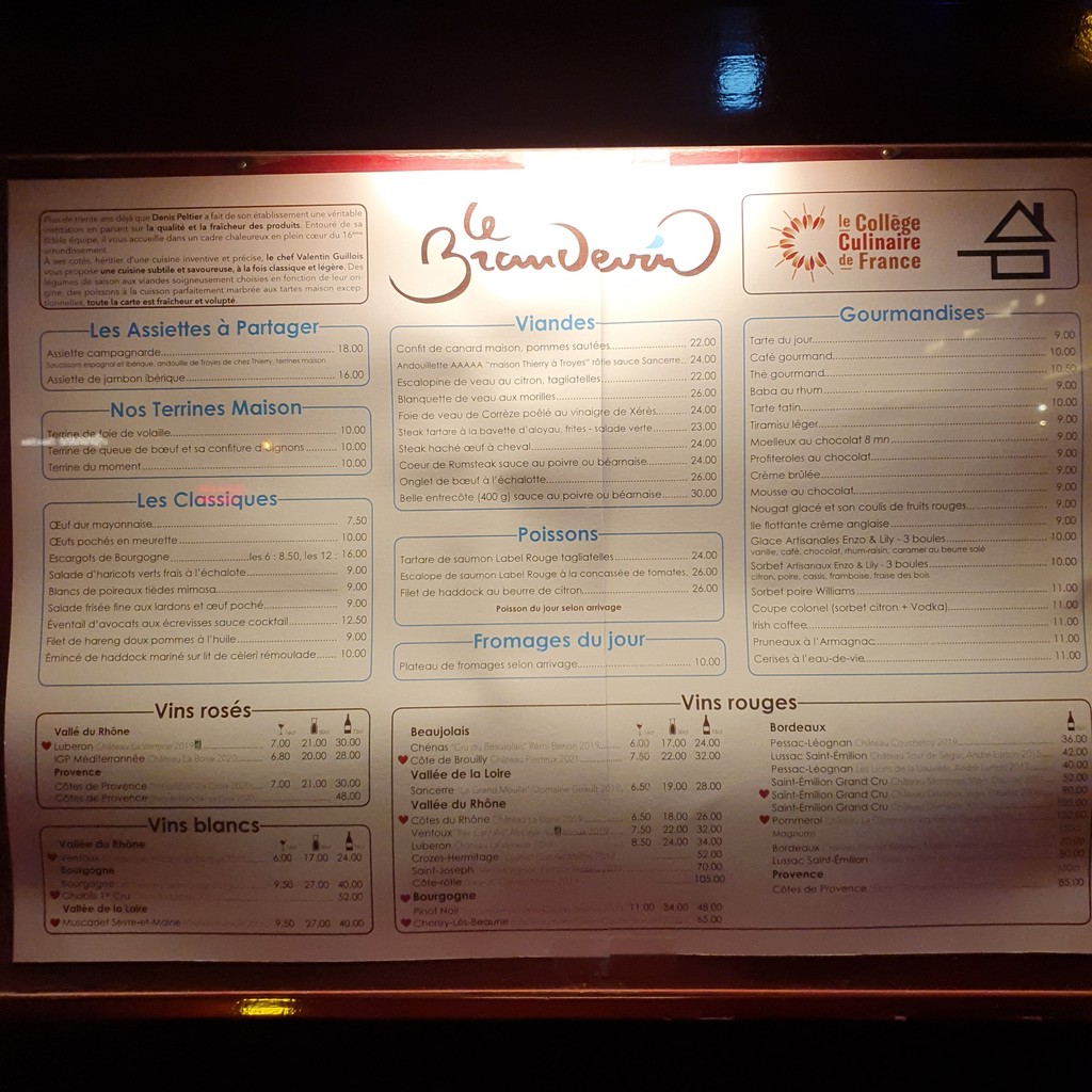 Le Brandevin menu 2
