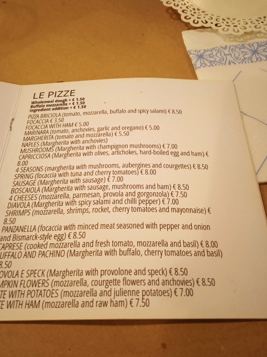 La Briciola menu 1
