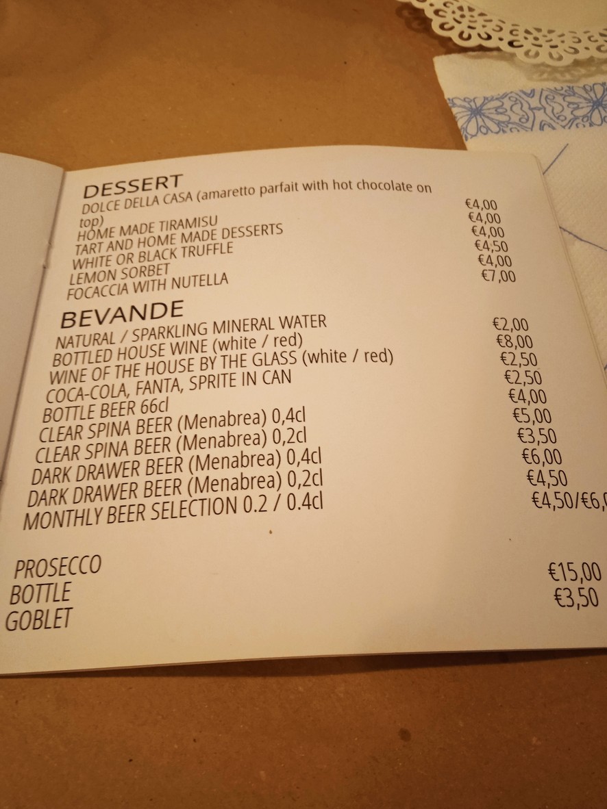 La Briciola menu 3