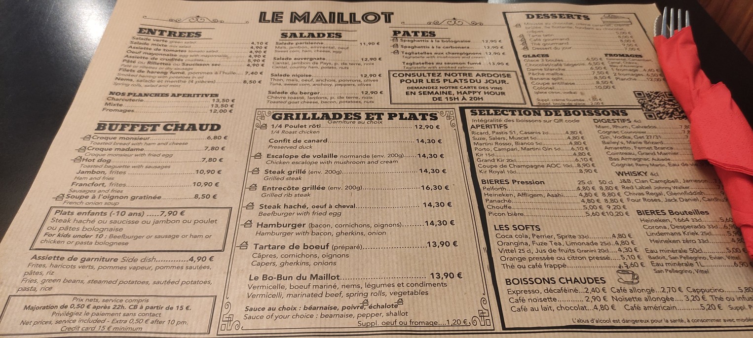 Brasserie Tabac Le Maillot - Point Nickel menu 1
