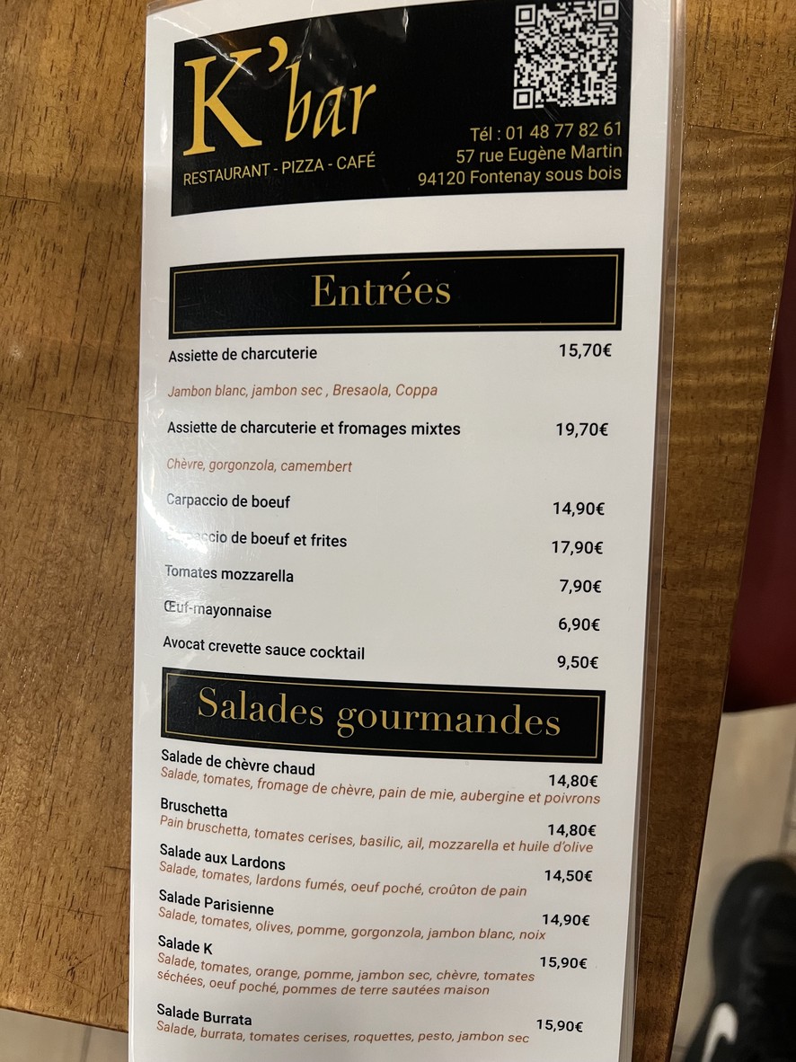 K Bar Pizza menu 2