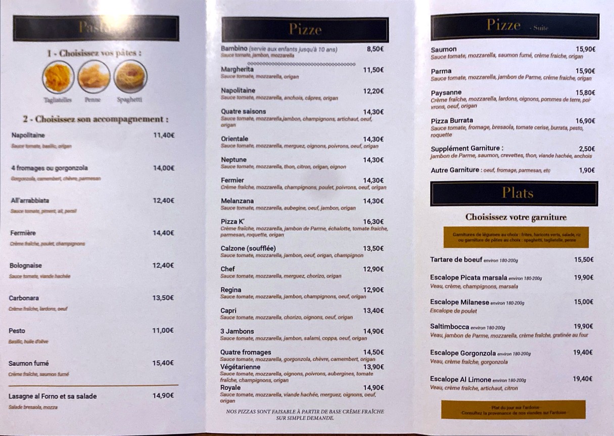 K Bar Pizza menu 3