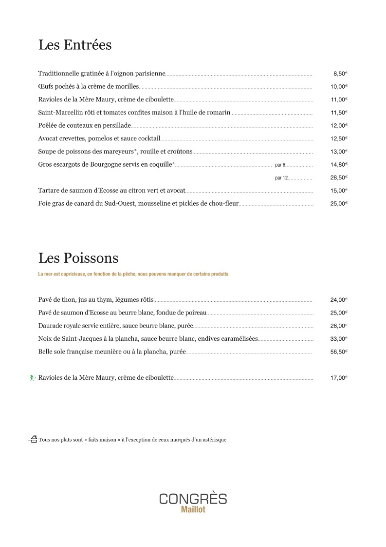 Le Congrès Maillot menu 3