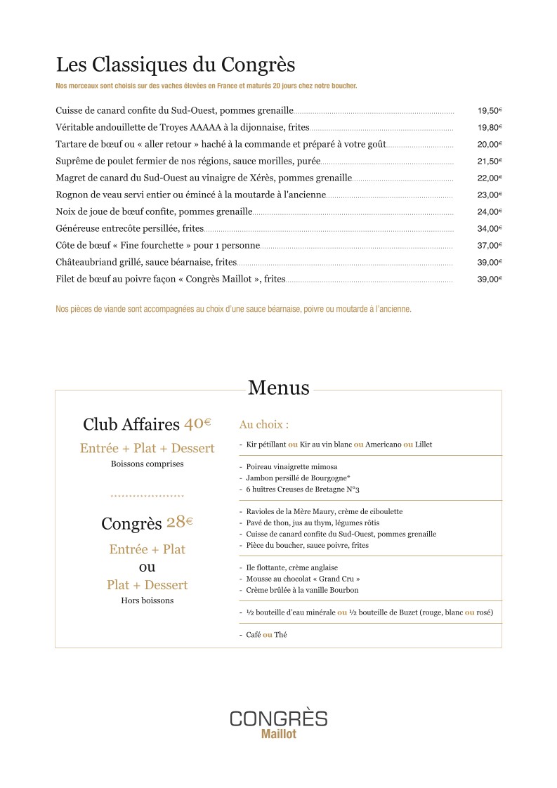 Le Congrès Maillot menu 4