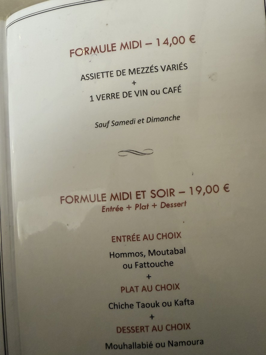 Le Tour du Liban menu 2