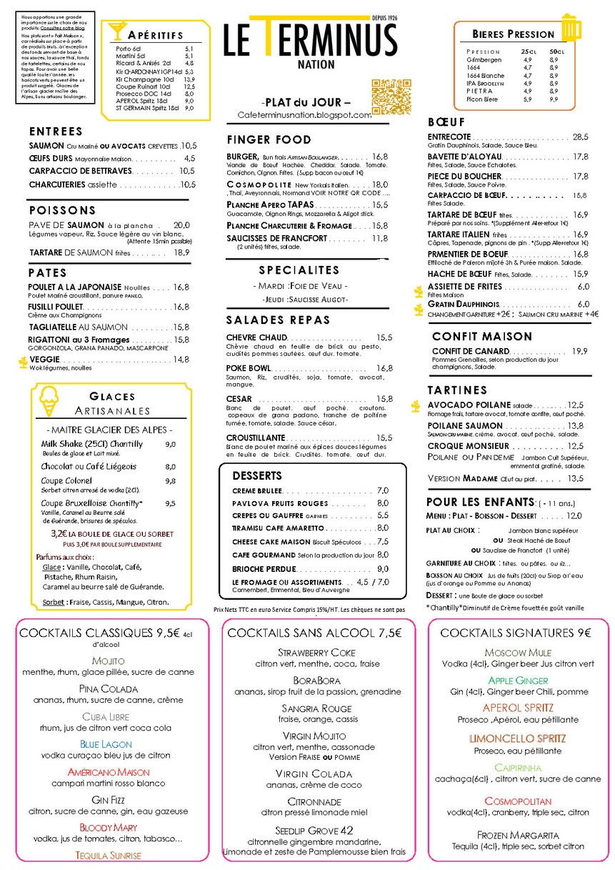 Le Terminus Nation menu 1