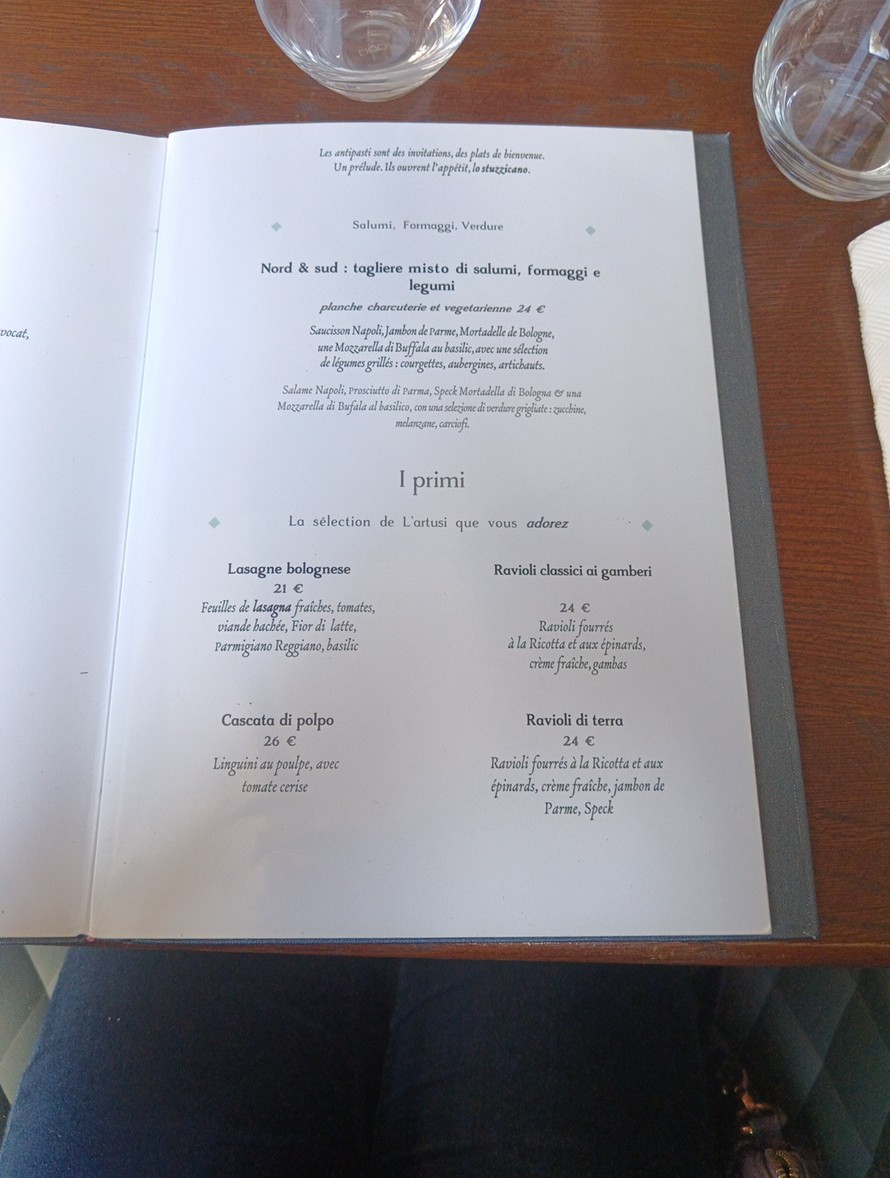 L’Artusi menu 1