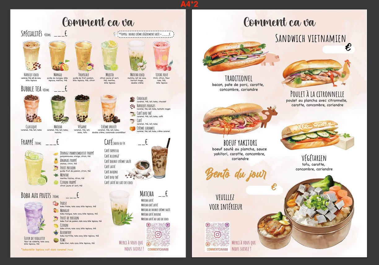 Comment ça va menu 2
