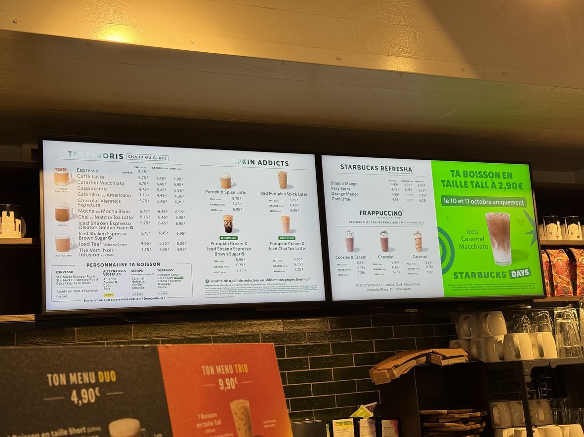 Starbucks menu 1
