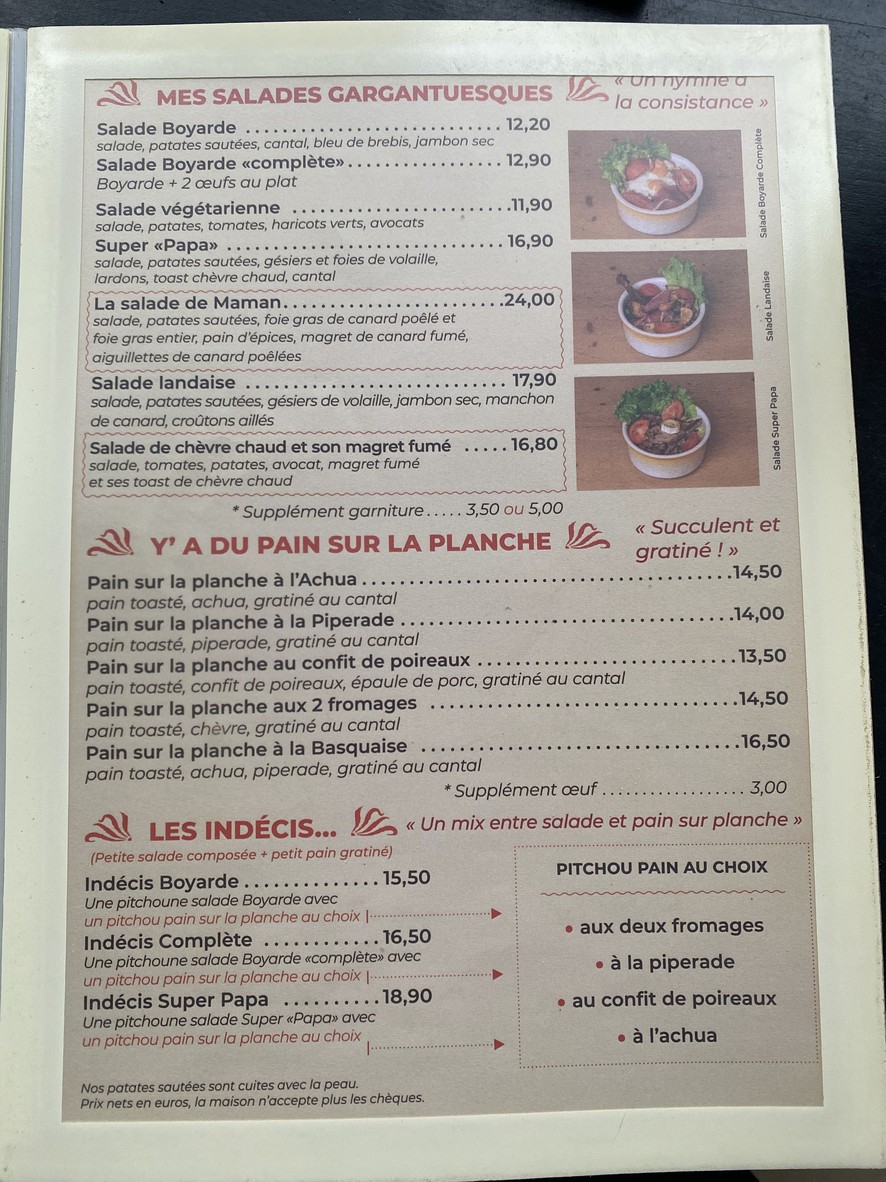 Chez Papa Paris 19 menu 5