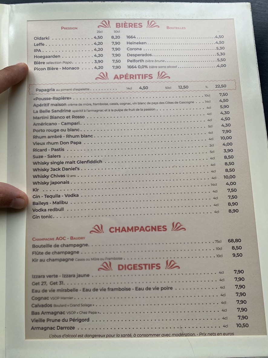 Chez Papa Paris 19 menu 7