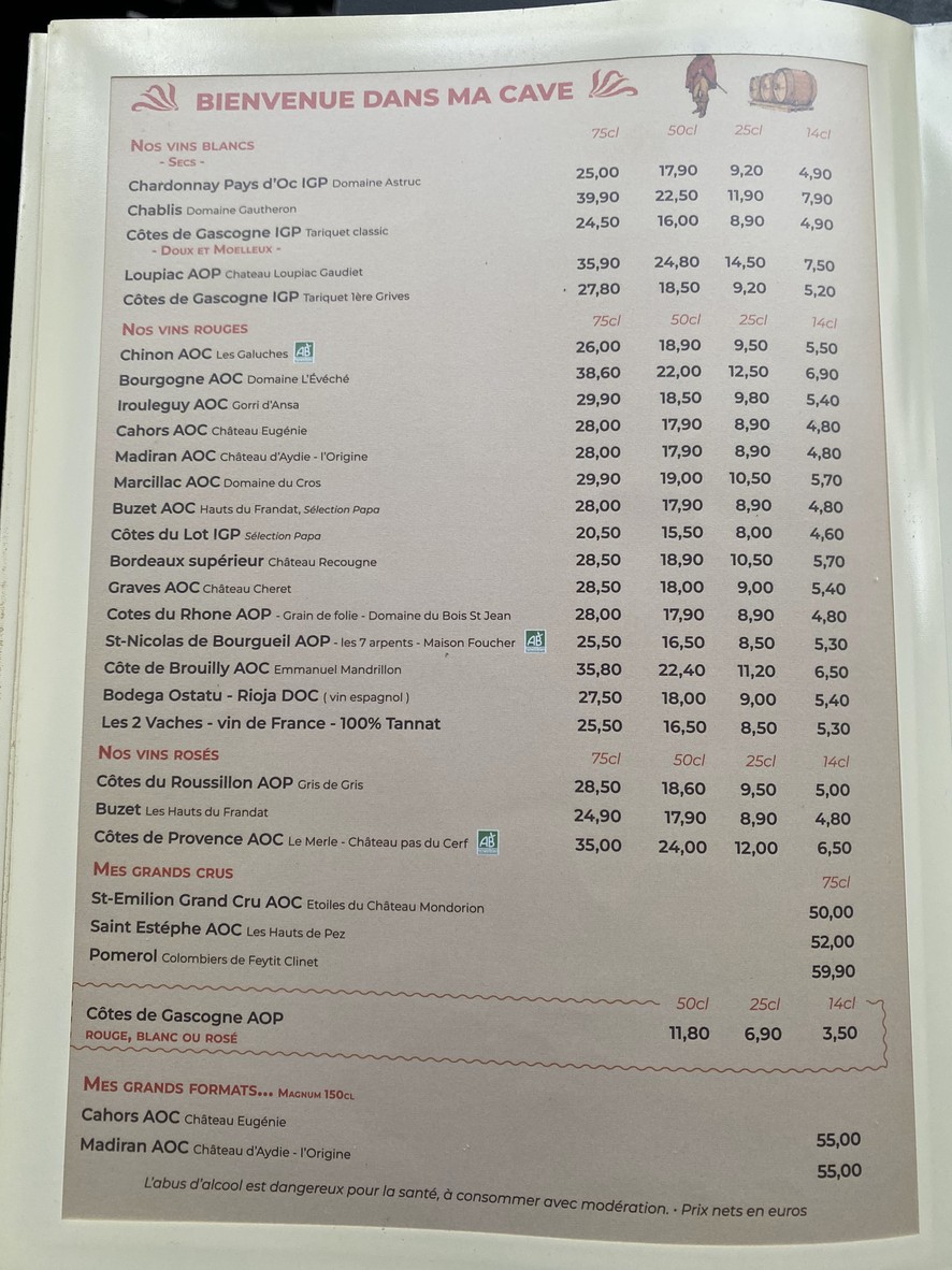 Chez Papa Paris 19 menu 8