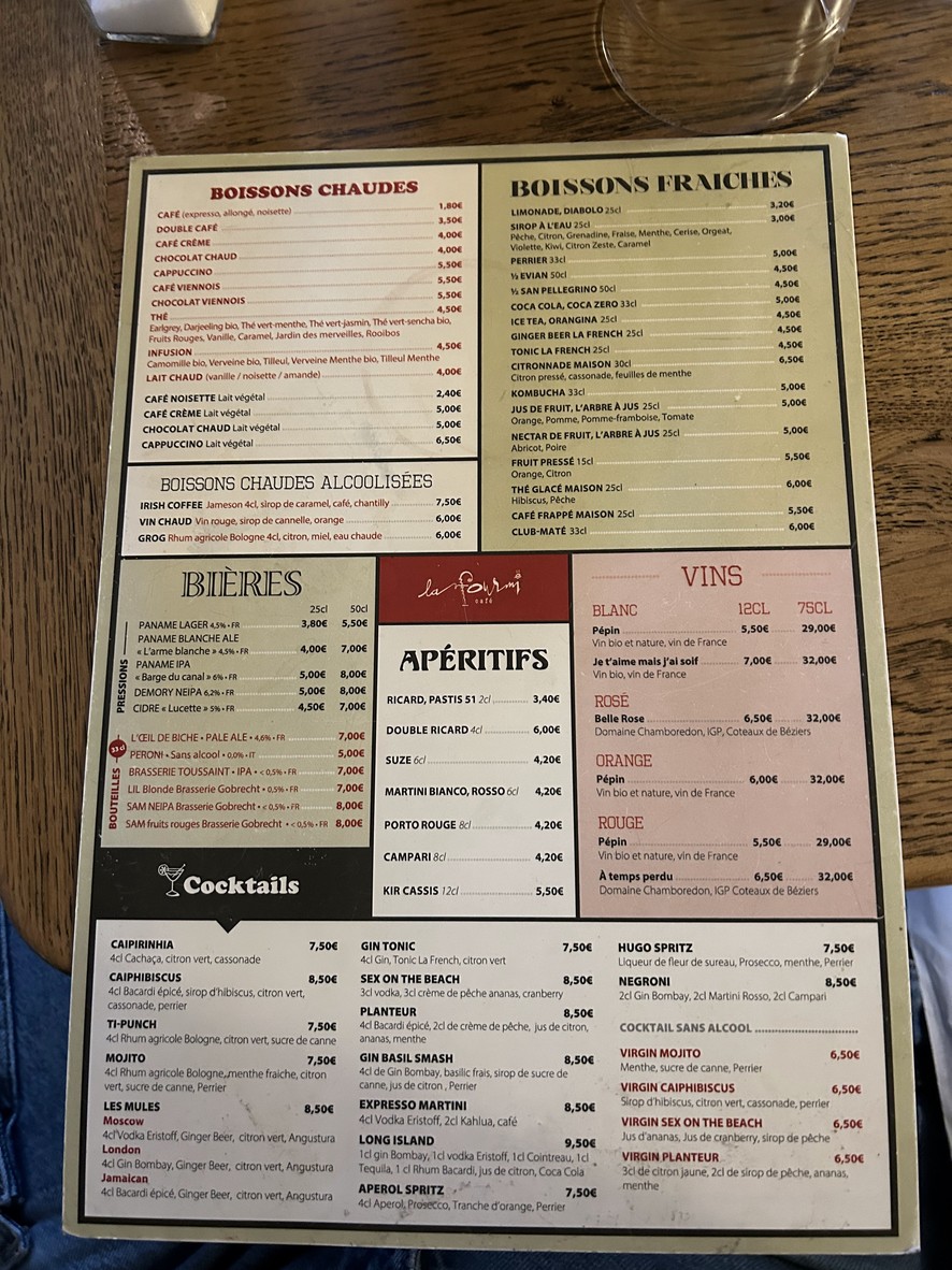 La Fourmi menu 2