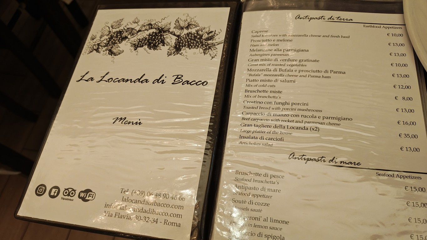 La Locanda di Bacco | Ristorante Storico Roma menu 1