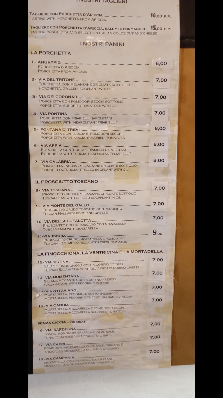 Angrypig Birretta e Porchetta menu 2