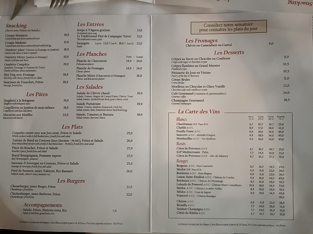 Chez Ribe menu 1