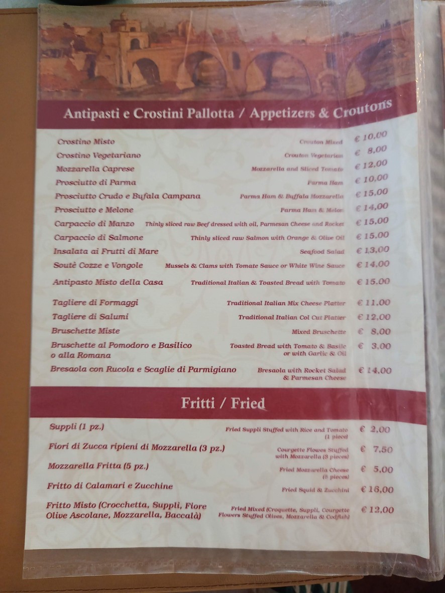 Antica Trattoria Pallotta menu 1