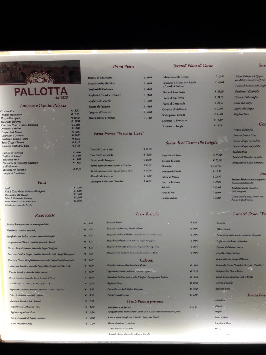 Antica Trattoria Pallotta menu 3