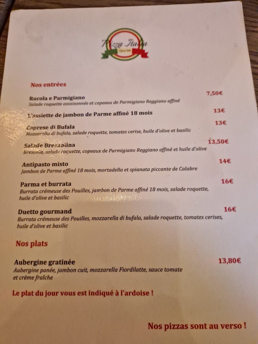 Pizza italia menu 1