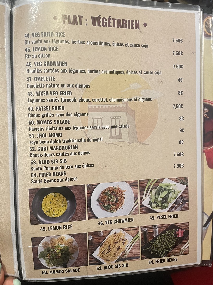 Le petit Tibet menu 4
