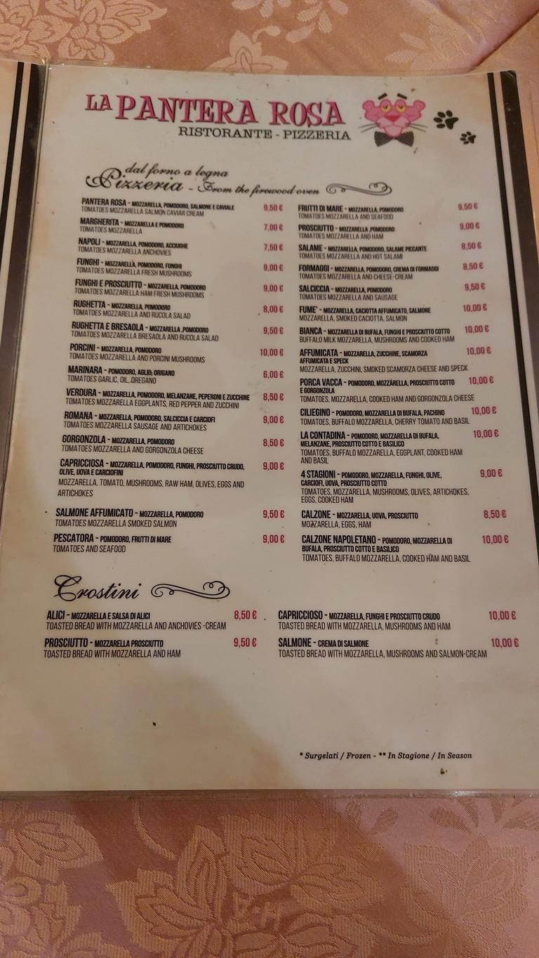 La Pantera Rosa menu 2