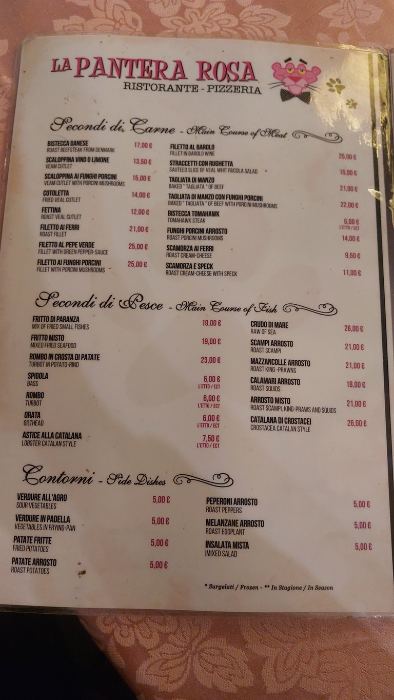 La Pantera Rosa menu 3