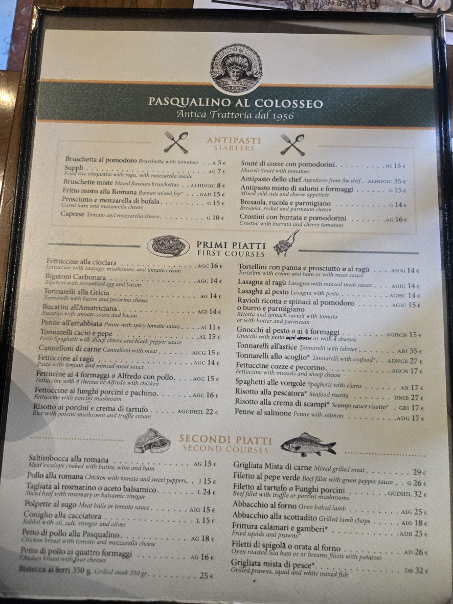 Pasqualino Al Colosseo dal 1956- Trattoria Romana menu 1