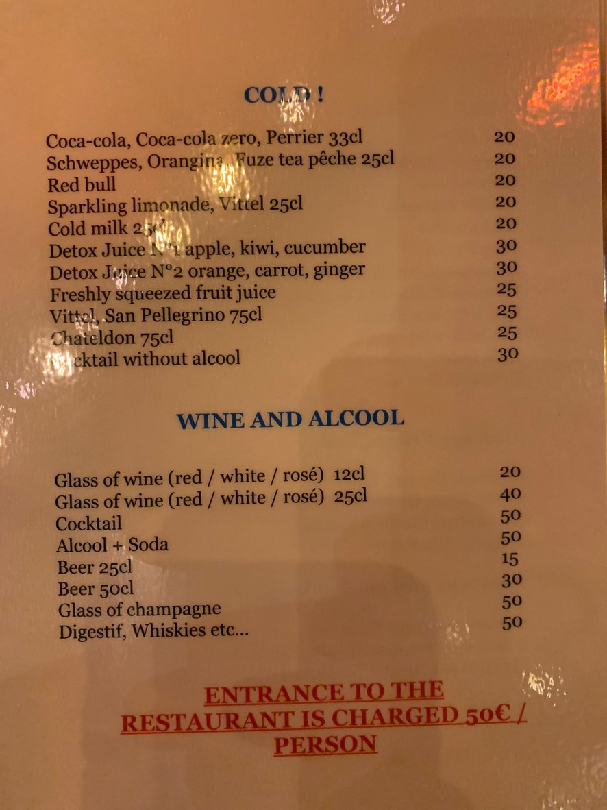 Café des officiers menu 3