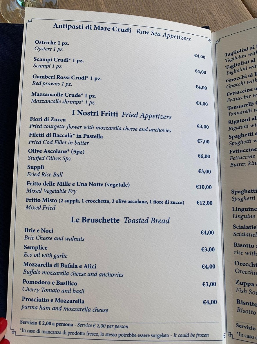 Thousand and One Nights menu 2