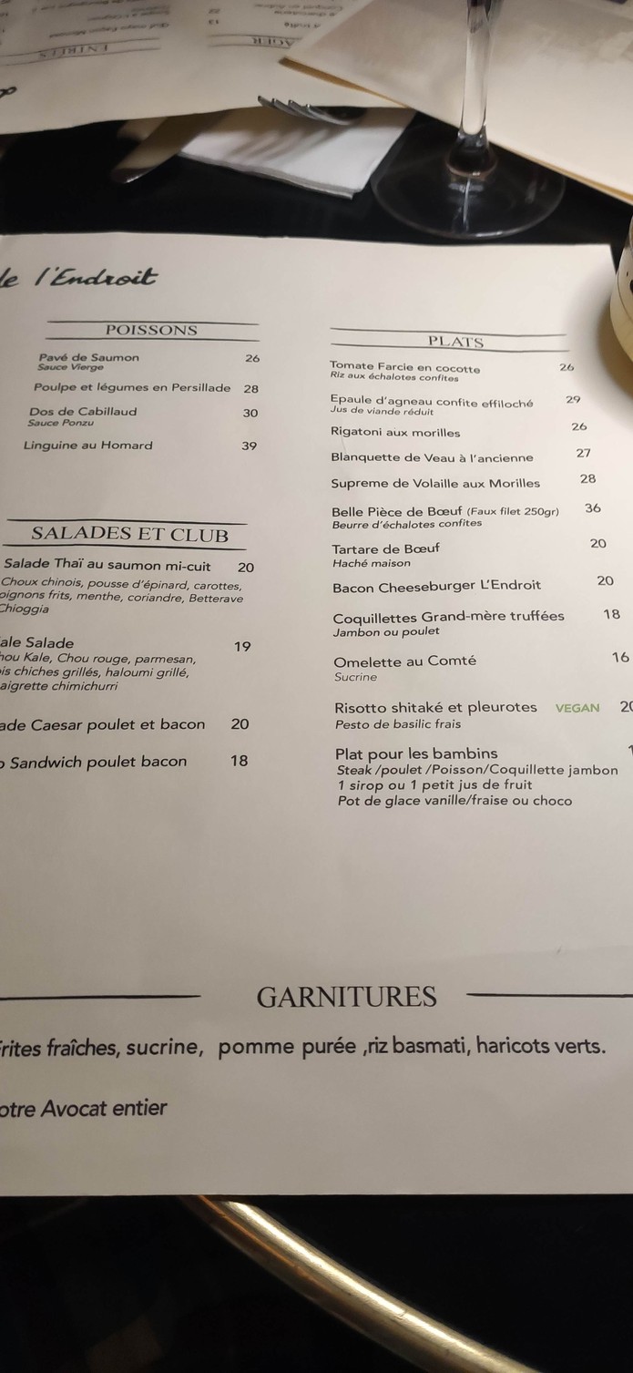 L’Endroit menu 2
