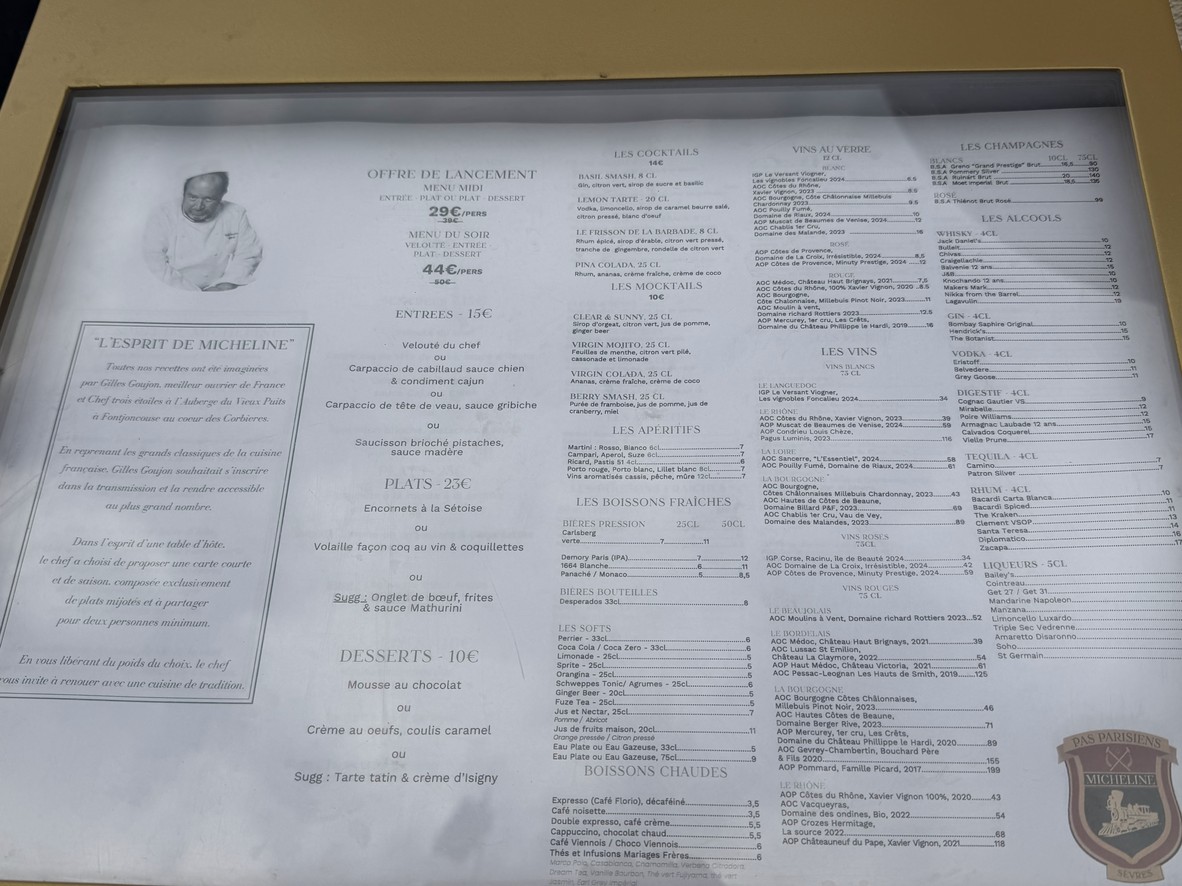 Bistrot Micheline menu 1