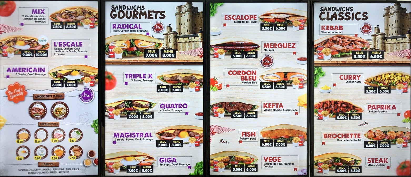 L'Escale du Château menu 2