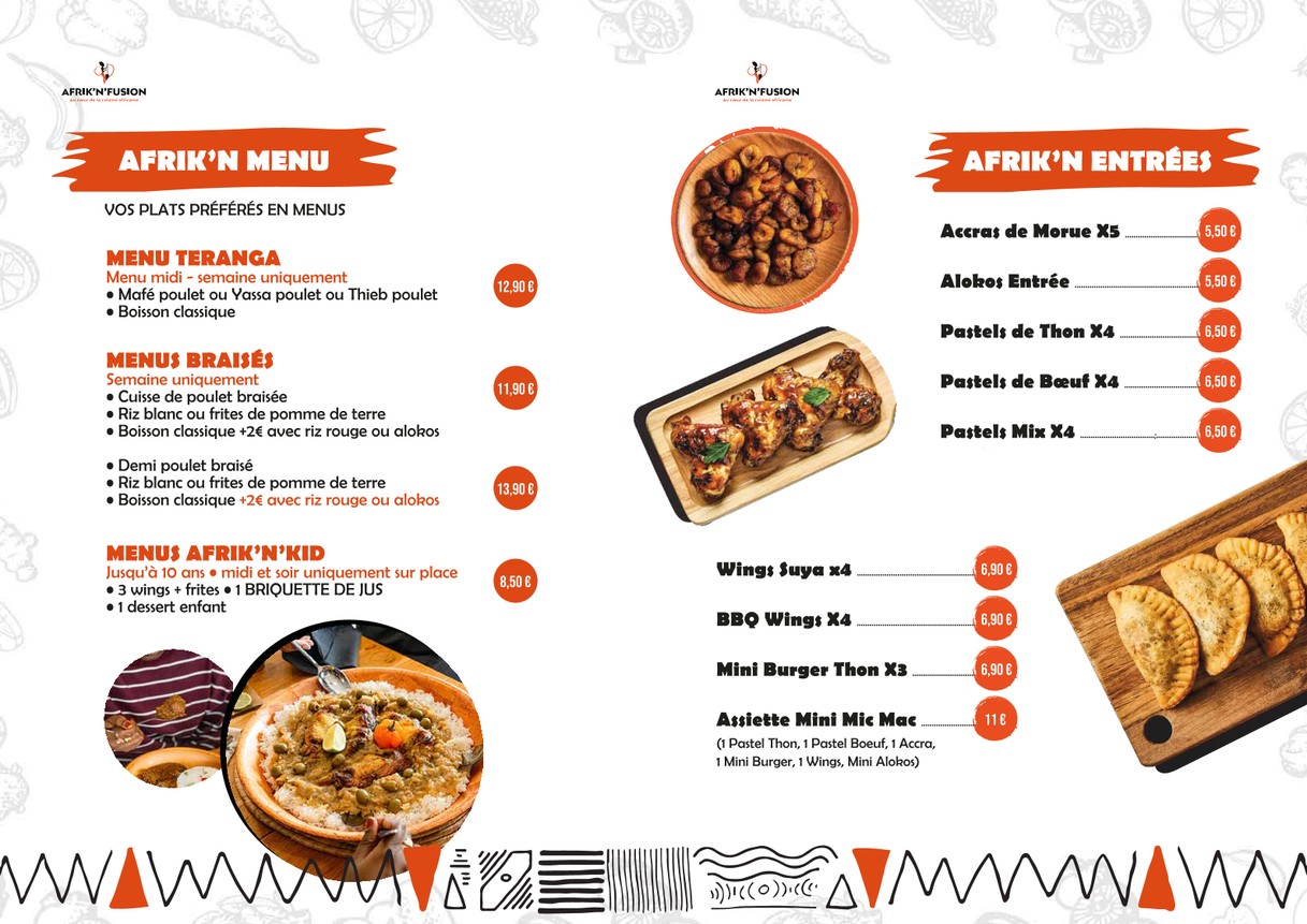 Afrik'n'Fusion Noisy-le-Sec menu 1