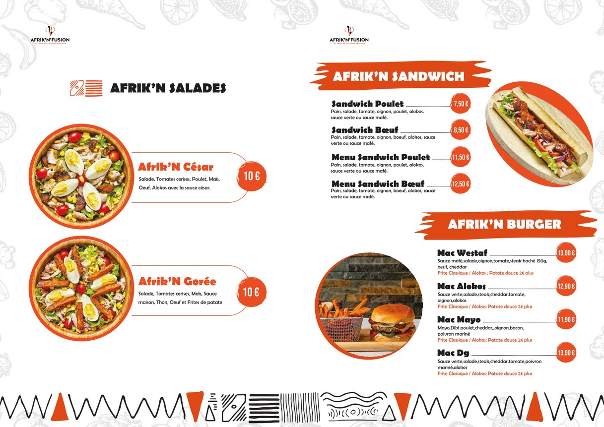 Afrik'n'Fusion Noisy-le-Sec menu 2