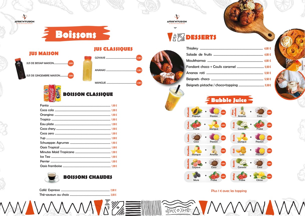 Afrik'n'Fusion Noisy-le-Sec menu 5