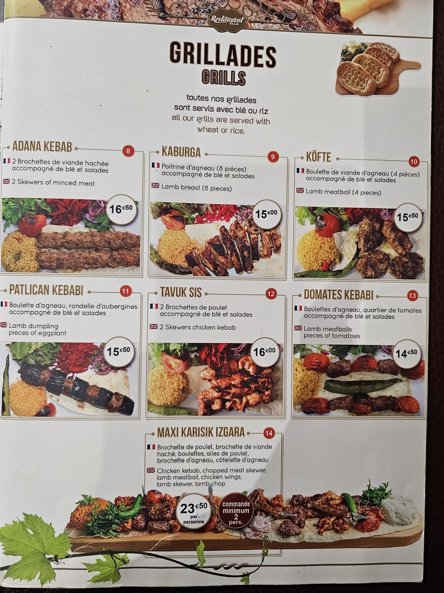 Restaurant Ella menu 2