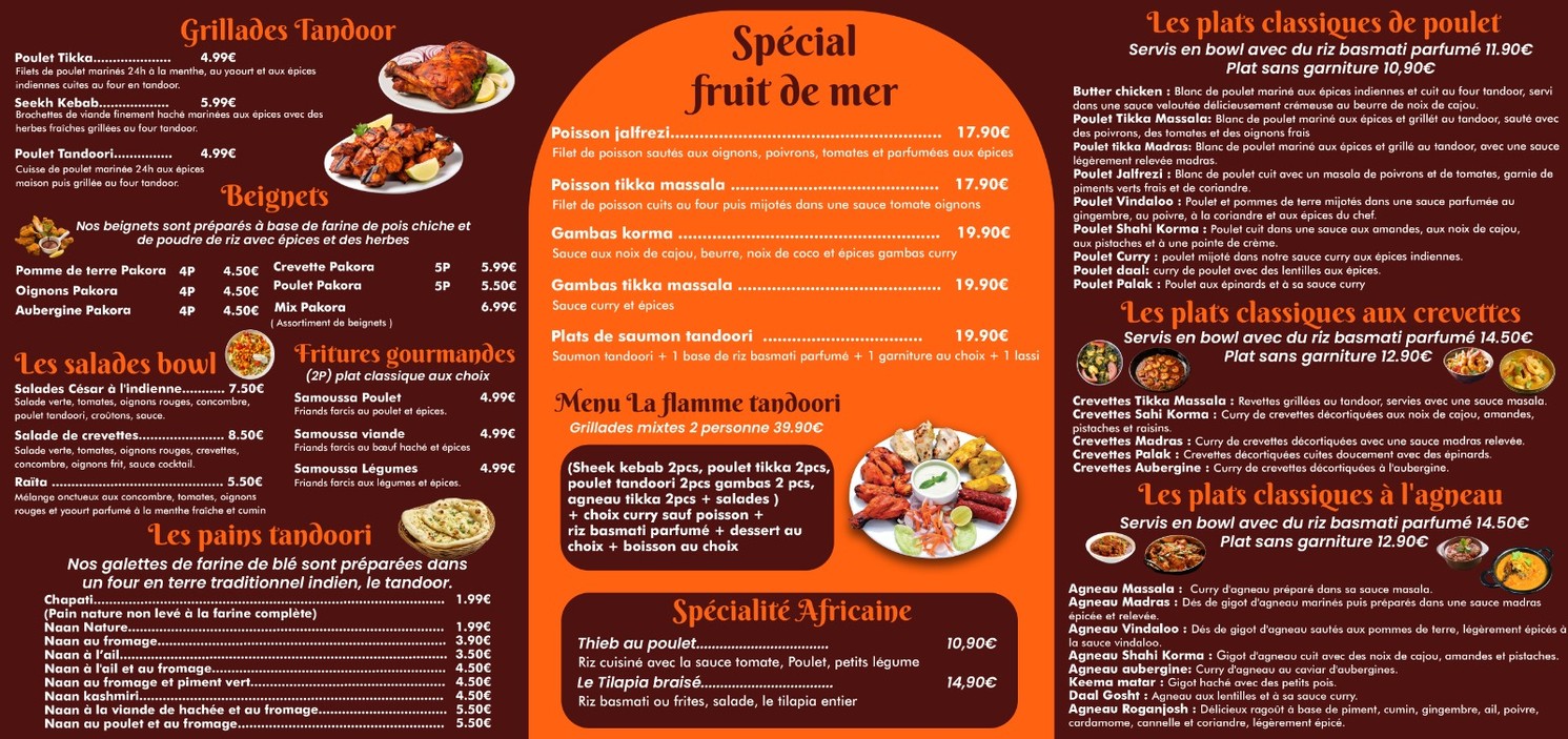 La Flamme Tandoori à Ermont menu 2