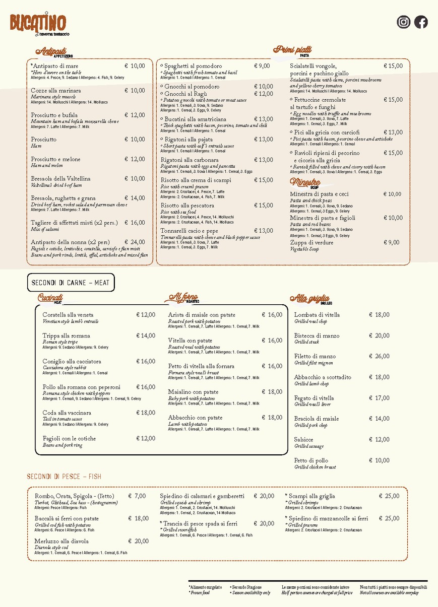 Da Bucatino menu 1