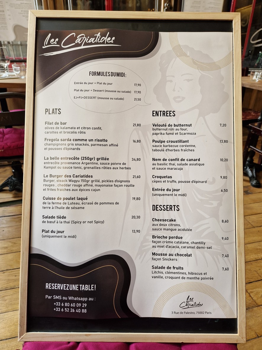 Les Cariatides - Bar De Nuit menu 1