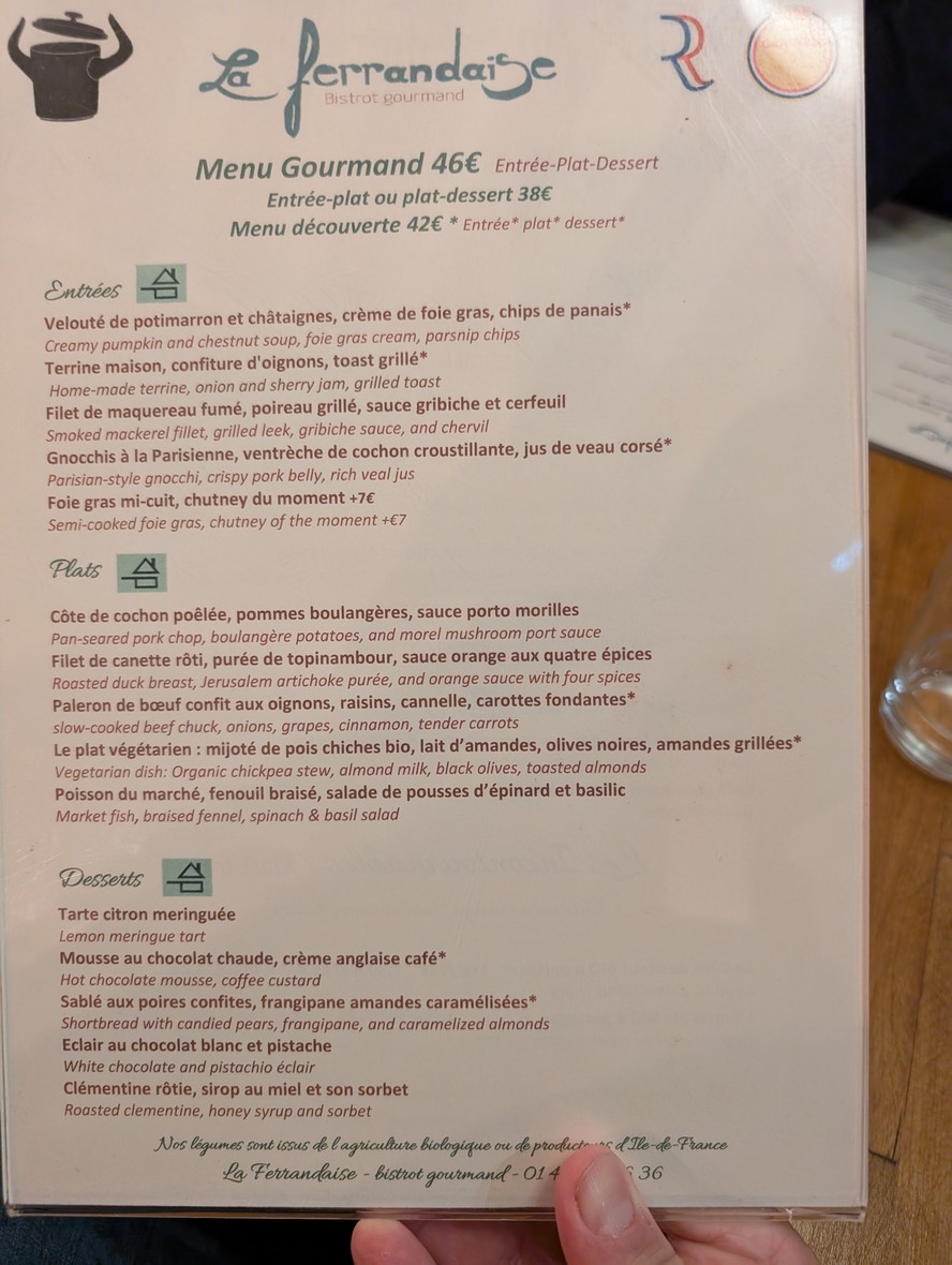 La Ferrandaise table gourmande Gault&Millau 2025 menu 1