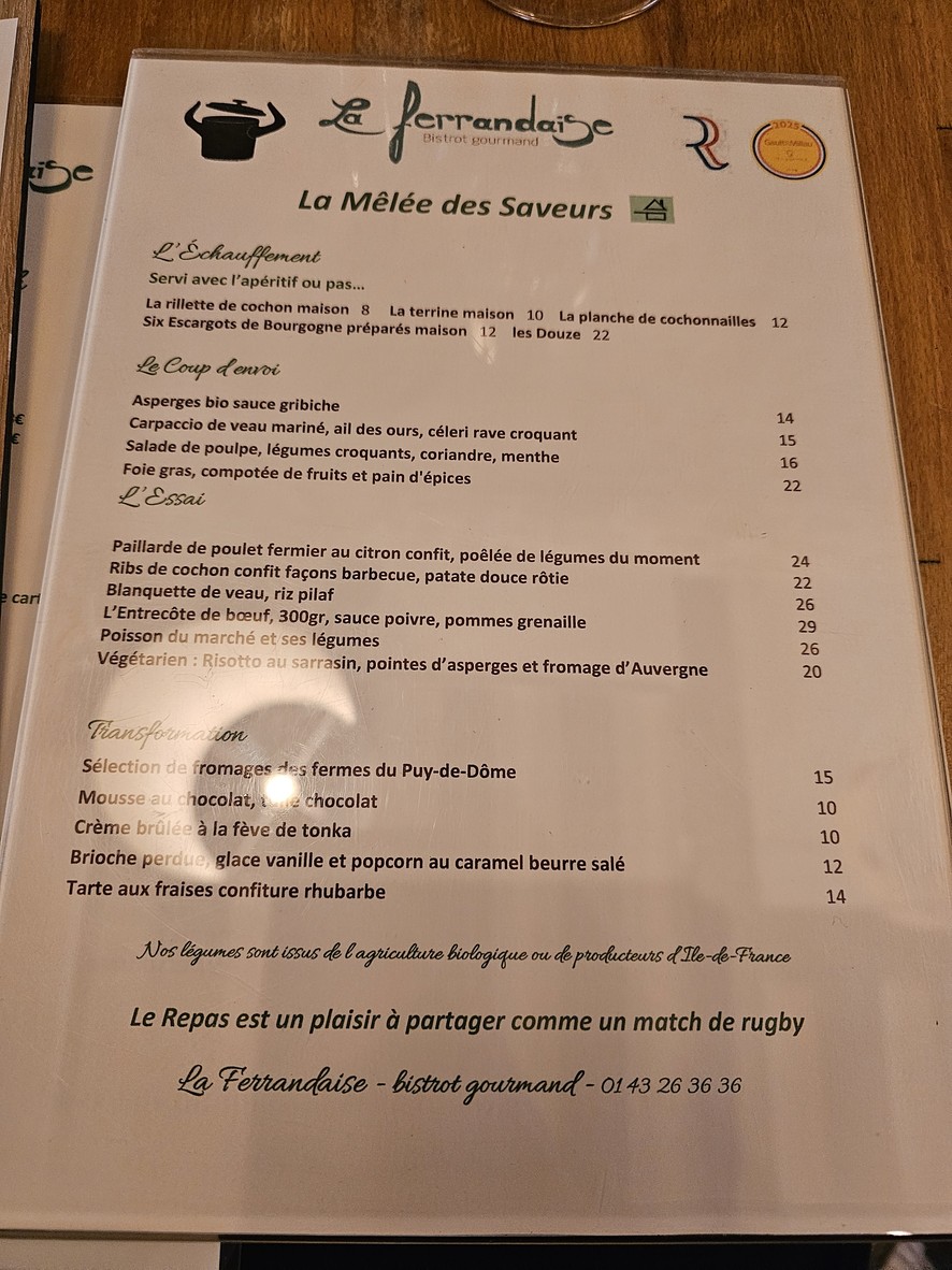 La Ferrandaise table gourmande Gault&Millau 2025 menu 2