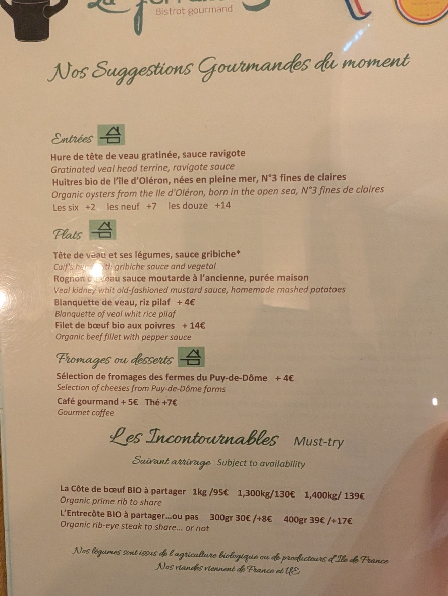 La Ferrandaise table gourmande Gault&Millau 2025 menu 3